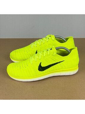 Nike Free RN Flyknit Athletic Running Shoes Youth 7Y Neon Yellow Green Low Top